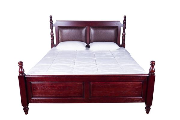 American Oak Bed with Upholstered Headboard - American Oak collection